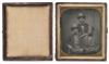 (CASED IMAGES) Pair of images of laborers, comprising a sixth-plate ambrotype of a painter working at his easel,